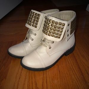 Beige Studded Booties